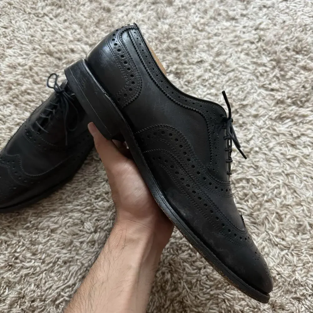 Allen Edmonds McAllister 6205 Men's Black Leather Wingtip Brogue Oxford Size 9 D